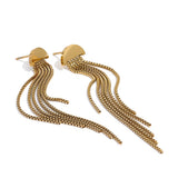 Yhpup Fashion Stainless Steel Long Tassel Drop Dangle Party Earrings Metal Rust Proof 18K Gold Color Plated Charm Jewelry Bijoux