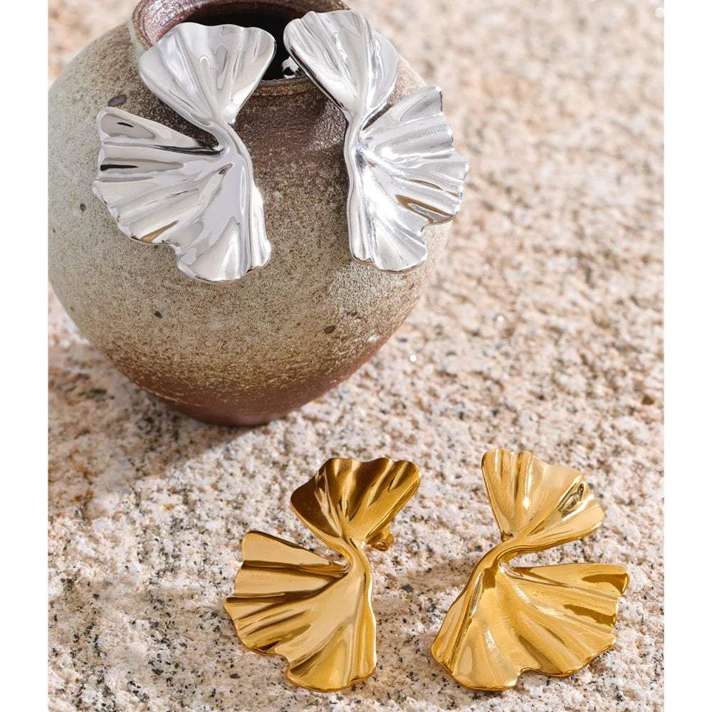 Yhpup Stainless Steel Metal Flower Stud Earrings for All Occasions Rust Proof PVD Plated Statement Popular Jewelry Wholesale