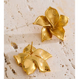 Yhpup 2025 Stainless Steel Metal Flower Stud Earrings Waterproof 18K PVD Plated Fashion Charm Statement Jewelry Accessories Gift
