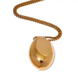Yhpup 70cm Minimalist Long Unisex Sweater Chain Jewelry 316l Stainless Steel Oval Pendant Necklace for Men Women Waterproof