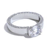 Yhpup Luxury Bling AAA Cubic Zirconia Stainless Steel Fashion Wedding Ring Women High Quality Exquisite Anniversary Jewelry Gift