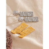 Yhpup Stainless Steel Metal Hammer Rectangle Dangle Drop  Earrings Prevent Allergy Stainless Steel Daily Jewelry Gift