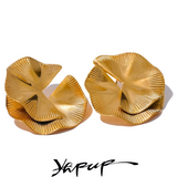 Yhpup Creative Stainless Steel Metal Flower Big Stud Earrings Fashion Attractive Statement Jewelry Women Personality Gift