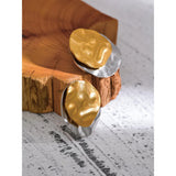 Yhpup Double Color Stainless Steel Metal Geometric Round Stud Earrings Women Daily Wear Jewelry Pendientes De Acero Inoxidable