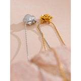 Yhpup Stainless Steel Stereoscopic Flower Pendant Necklace Waterproof 18K Plated Fashion High Quality Golden Jewelry Women