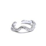 Yhpup Distinctive Stainless Steel Irregular Hammer Metal Geometric Adjustable Ring Wholesale Accessories Attractive Jewelry