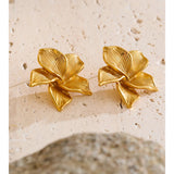 Yhpup 2025 Stainless Steel Metal Flower Stud Earrings Waterproof 18K PVD Plated Fashion Charm Statement Jewelry Accessories Gift