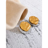 Yhpup Double Color Stainless Steel Metal Geometric Round Stud Earrings Women Daily Wear Jewelry Pendientes De Acero Inoxidable
