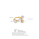 Yhpup Stainless Steel Shiny Cubic Zirconia Adjustable Ring 16K PVD Plated Trending Premium Jewelry for Women Gift